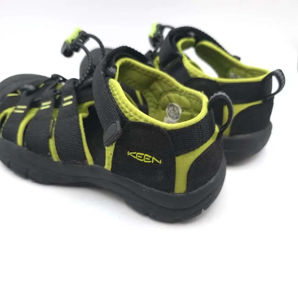 KEEN FootWear Kids Sandals 2 Black & Green Outdoor Water Shoes Hook Loop